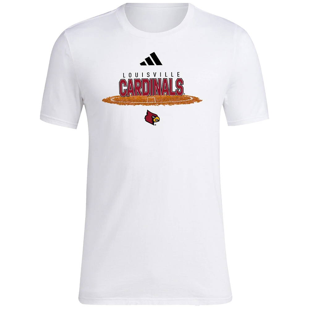 Men's adidas White Louisville Cardinals Softball Pitcher's Circle T-Shirt