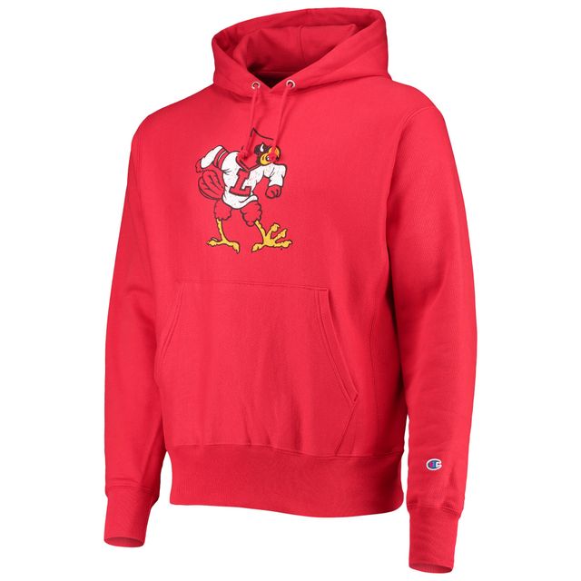 Chandail à capuchon rouge Champion pour hommes Louisville Cardinals Vault Logo Reverse Weave