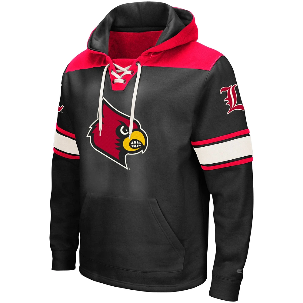 Men's Colosseum Black Louisville Cardinals 2.0 Lace-Up Pullover Hoodie
