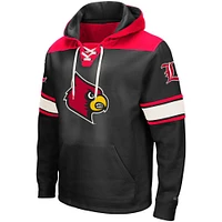 Men's Colosseum Black Louisville Cardinals 2.0 Lace-Up Pullover Hoodie