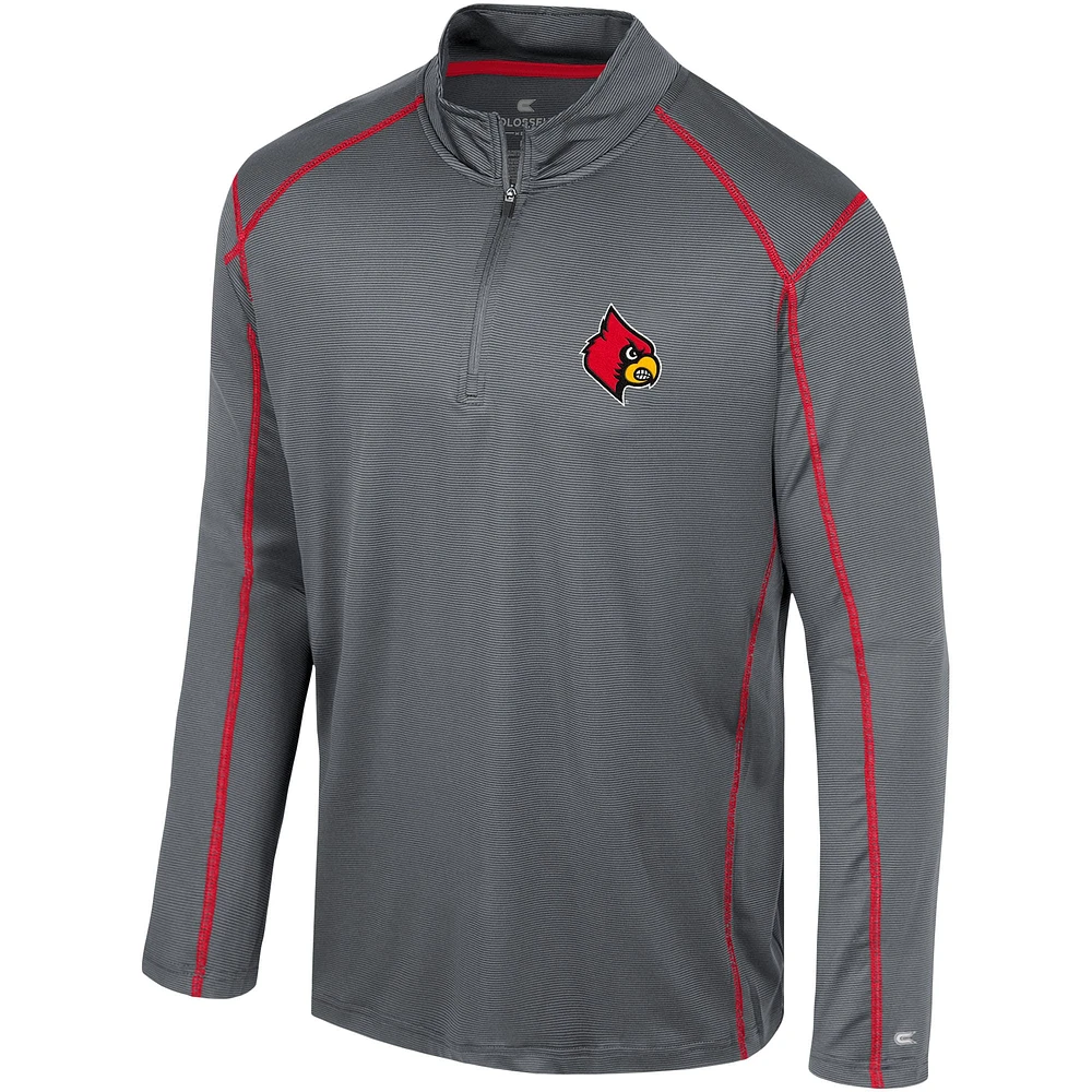 Men's Colosseum Black Louisville Cardinals Cameron Quarter-Zip Windshirt