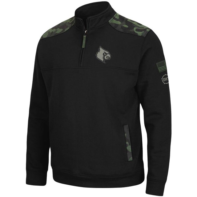 Colosseum Black pour homme Louisville Cardinals OHT Military Appreciation Commo Fleece Quarter-Zip Jacket