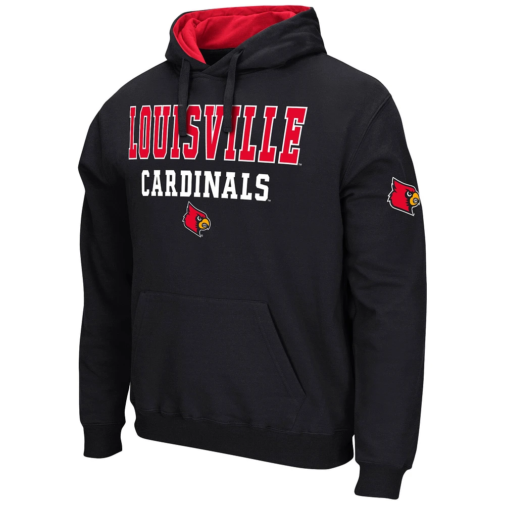 Men's Colosseum Black Louisville Cardinals Sunrise Pullover Hoodie