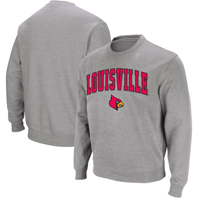 Colosseum gris chiné Louisville Cardinals Arch & Logo Crew Neck Sweat-shirt pour homme