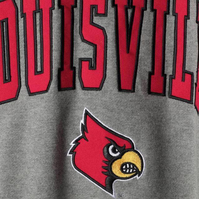 Colosseum gris chiné Louisville Cardinals Arch & Logo Crew Neck Sweat-shirt pour homme