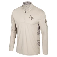 Men's Colosseum Natural Louisville Cardinals OHT Military Appreciation Quarter-Zip Jacket