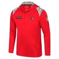Men's Colosseum Red Louisville Cardinals OHT Military Appreciation Quarter-Zip Hoodie Jacket