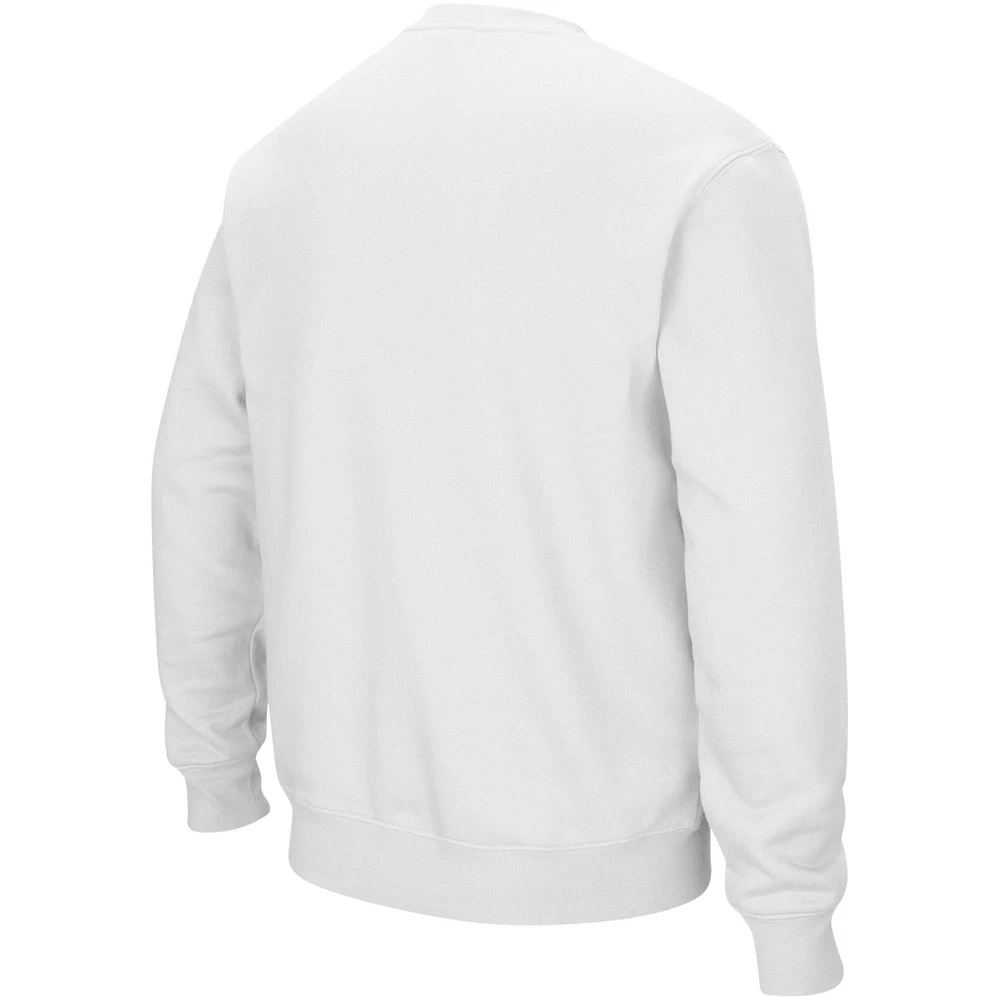 Men's Colosseum White Louisville Cardinals Arch & Logo Crew Neck Sweatshirt