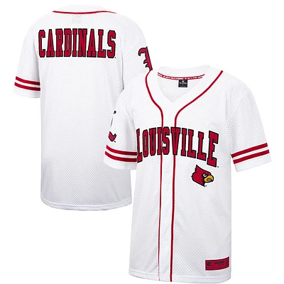 Men's Colosseum White Louisville Cardinals Free Spirited Mesh Button-Up Baseball Jersey