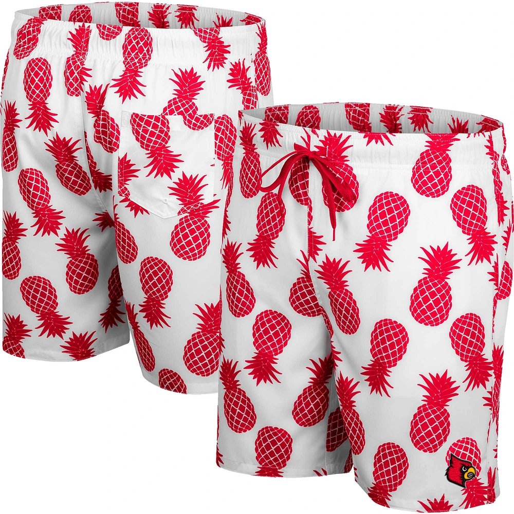 Short de bain pour homme Colosseum White Louisville Cardinals Pineapples