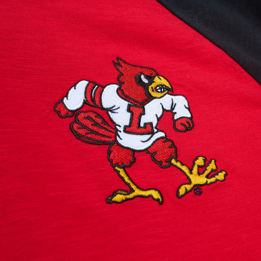 Men's Mitchell & Ness Red Louisville Cardinals Legendary Slub Raglan Long Sleeve T-Shirt