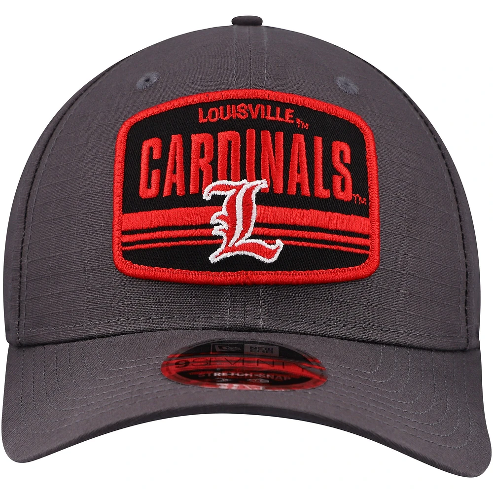 Men's New Era Charcoal Louisville Cardinals Team Elevated 9SEVENTY Stretch-Snap Adjustable Hat
