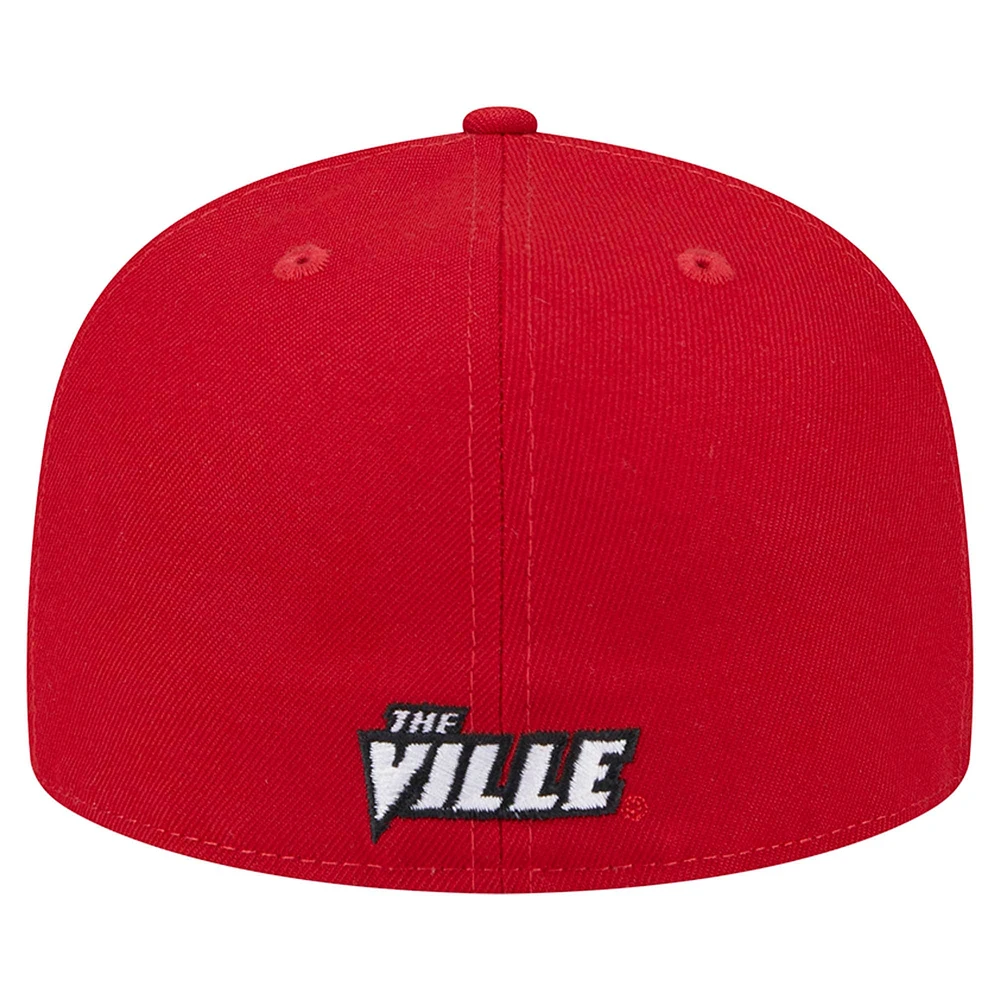 Men's New Era Red Louisville Cardinals 59FIFTY Fitted Hat