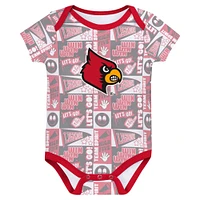 Newborn Red Louisville Cardinals Sunday Comics 3-Pack Bodysuit Set