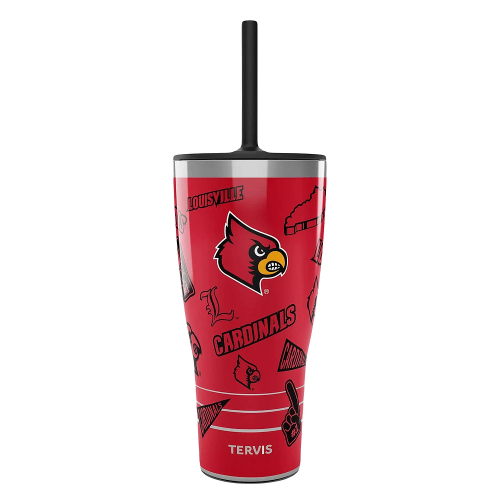 Gobelet Tervis Louisville Cardinals de 30 oz avec couvercle à paille