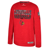 Youth Colosseum Heather Red Louisville Cardinals OHT Military Appreciation Oorah Long Sleeve T-Shirt