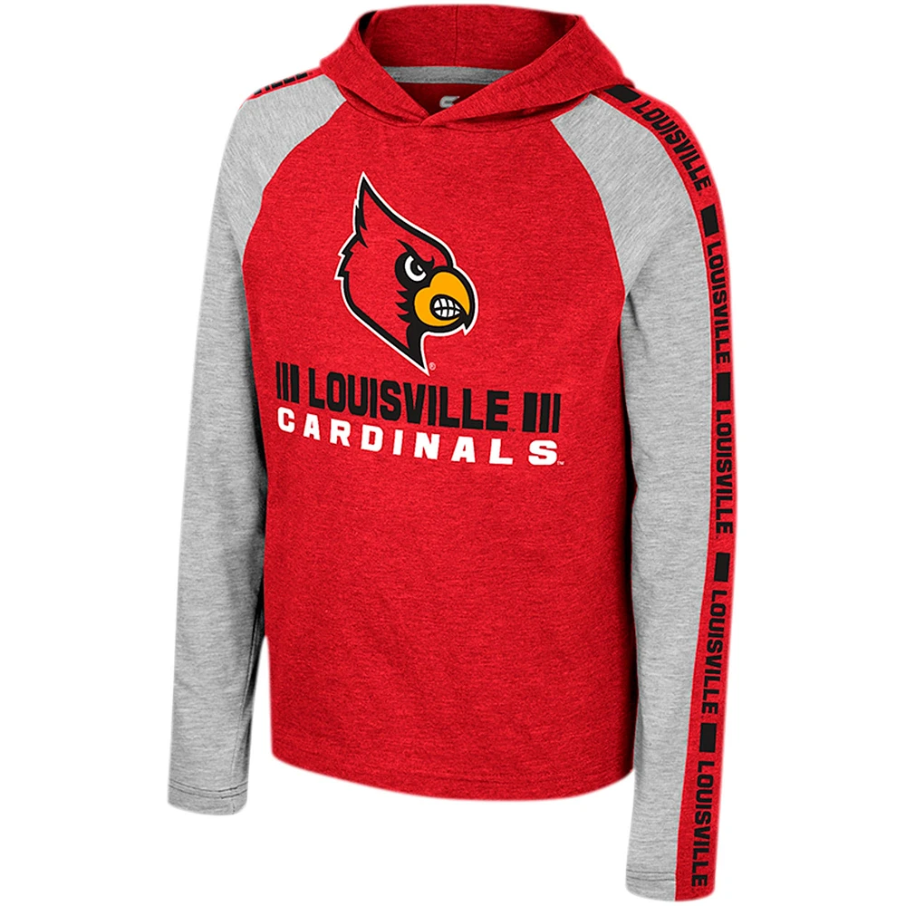 Youth Colosseum Red Louisville Cardinals Ned Raglan Long Sleeve Hooded T-Shirt