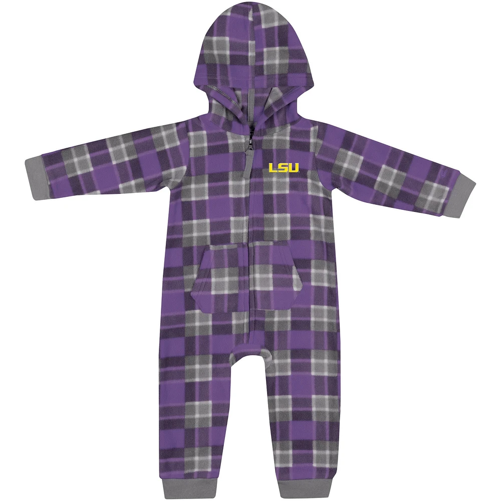 Infant Colosseum  Purple LSU Tigers Full-Zip Plaid Hoodie Long Sleeve Jumper
