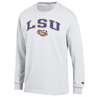 Men's Champion  White LSU Tigers Arch Over Logo Long Sleeve T-Shirt