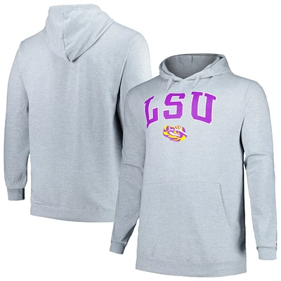Sweat à capuche gris LSU Tigers Big & Tall Arch Over Logo Powerblend pour hommes
