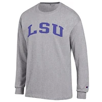 Men's Champion  Heather Gray LSU Tigers Basic Arch Long Sleeve T-Shirt