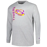 Men's Champion Heather Gray LSU Tigers Big & Tall Mascot Long Sleeve T-Shirt