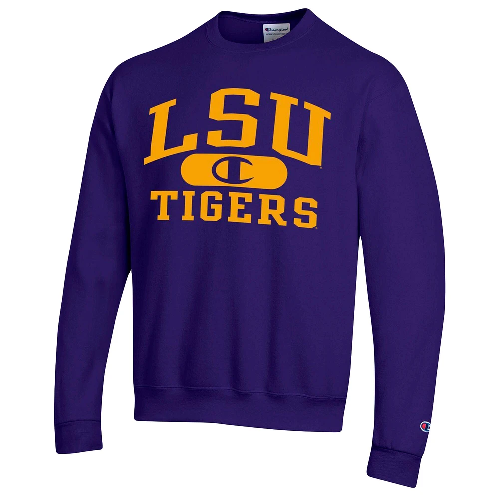 Sweat-shirt Champion violet LSU Tigers Arch Pill pour hommes
