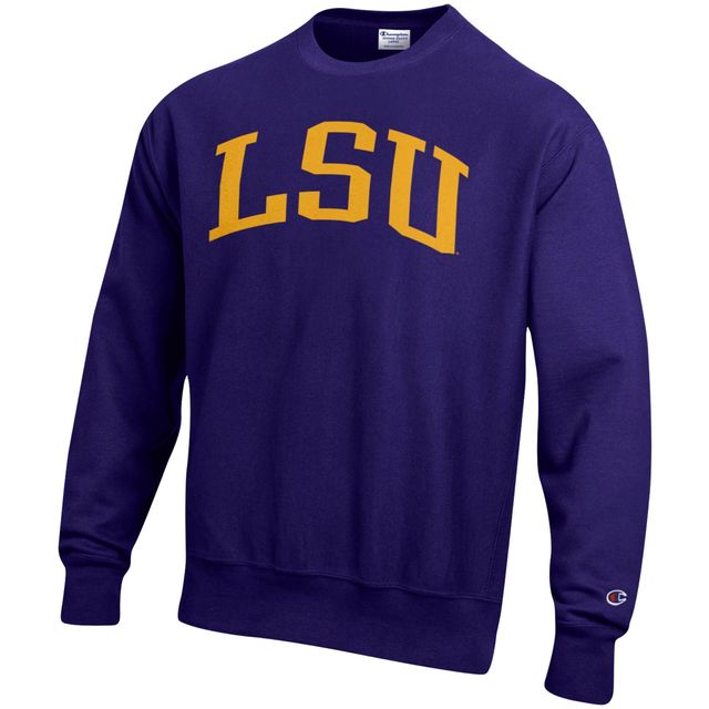 Sweat-shirt à armure inversée Champion LSU Tigers Arch violet pour homme