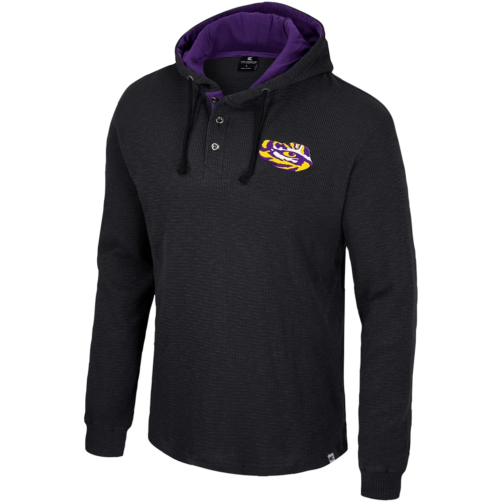 T-shirt à capuche thermique affirmatif Colosseum Black LSU Tigers pour hommes