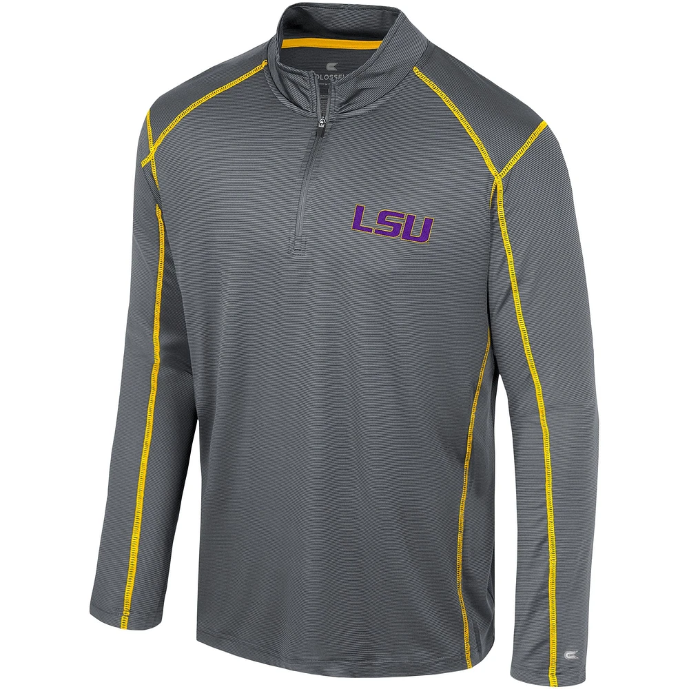 Men's Colosseum Black LSU Tigers Cameron Quarter-Zip Windshirt