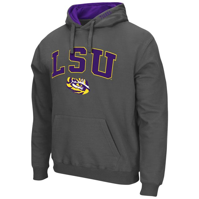 Sweat à capuche Colosseum Charcoal LSU Tigers Arch & Logo 3.0 pour hommes
