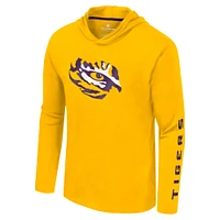 Men's Colosseum Gold LSU Tigers Logo Lockup Active Blend Long Sleeve  T-Shirt Hoodie