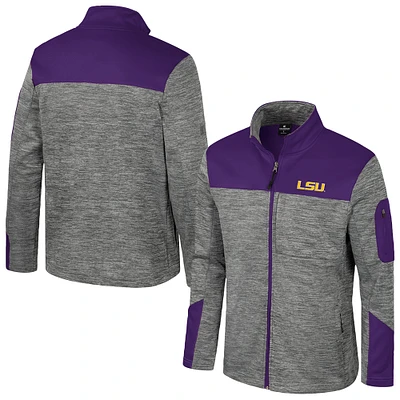Veste zippée intégrale pour homme Colosseum Grey/Purple LSU Tigers Guard