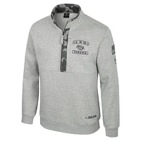 Men's Colosseum Heather Gray LSU Tigers OORAH OHT Military Appreciation Fleece Quarter-Zip Jacket
