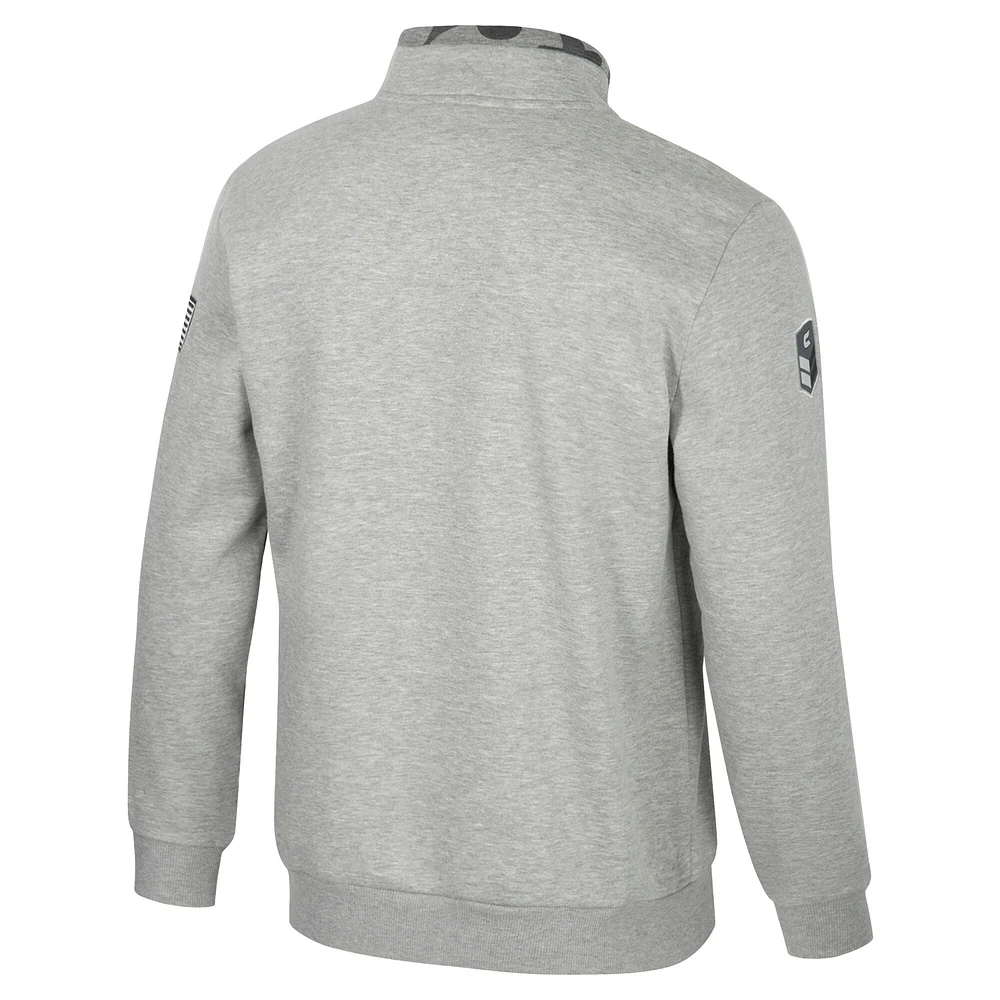 Men's Colosseum Heather Gray LSU Tigers OORAH OHT Military Appreciation Fleece Quarter-Zip Jacket