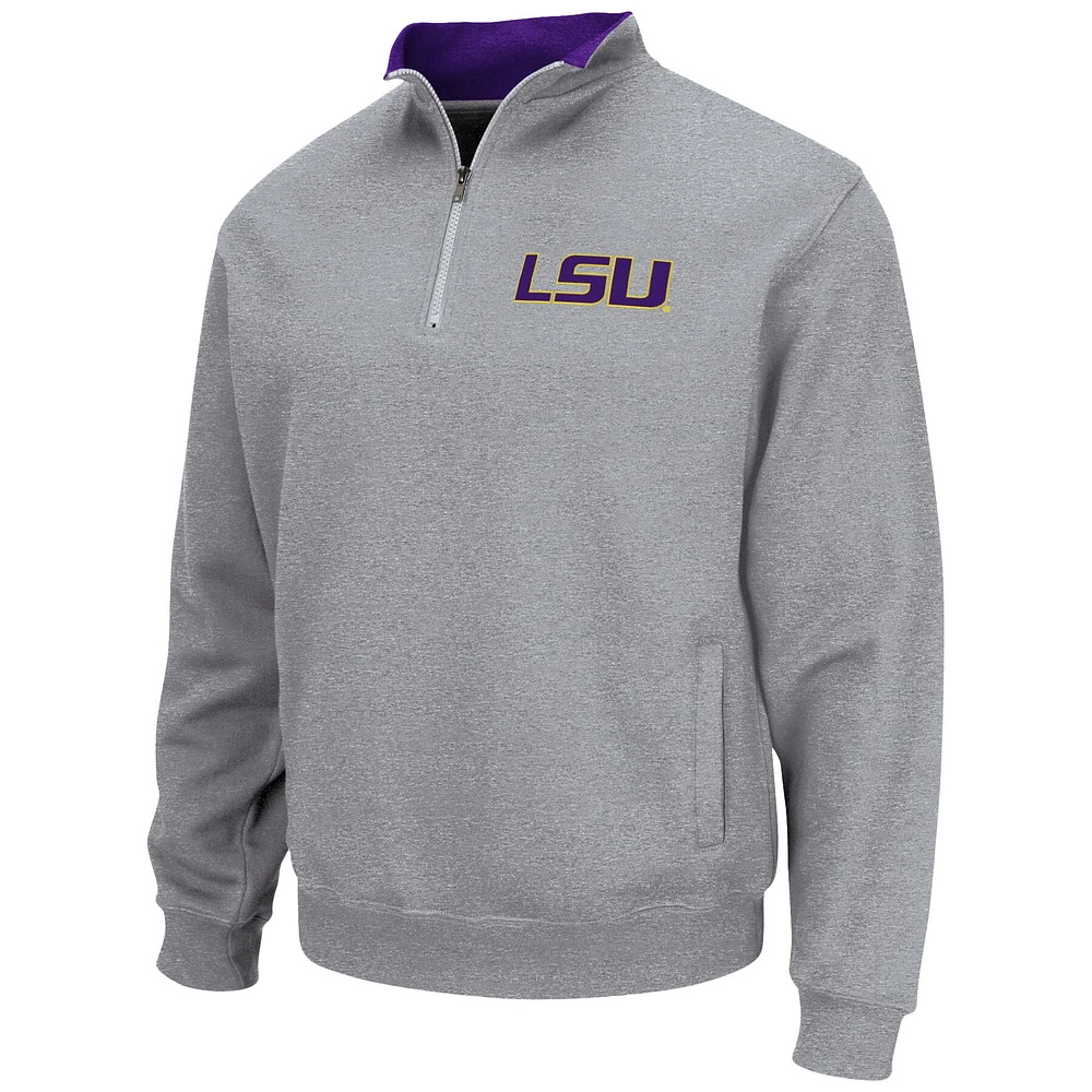 Men's Colosseum Heathered Gray LSU Tigers Tortugas Team Logo Quarter-Zip Jacket