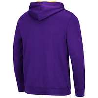 Men's Colosseum Purple LSU Tigers Slash Stack 2.0 Pullover Hoodie