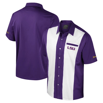 Chemise boutonnée de bowling LSU Tigers Strike pour homme, violet Colosseum