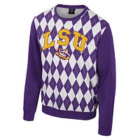 Men's Colosseum Purple LSU Tigers The Dealio Argyle Pullover Sweatshirt