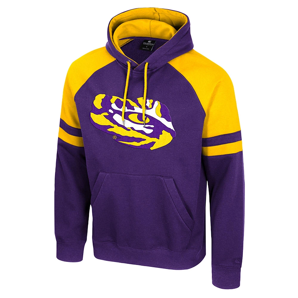 Men's Colosseum  Purple LSU Tigers Todd Raglan Pullover Hoodie