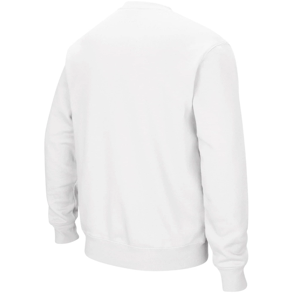 Men's Colosseum White LSU Tigers Arch & Logo Crew Neck Sweatshirt