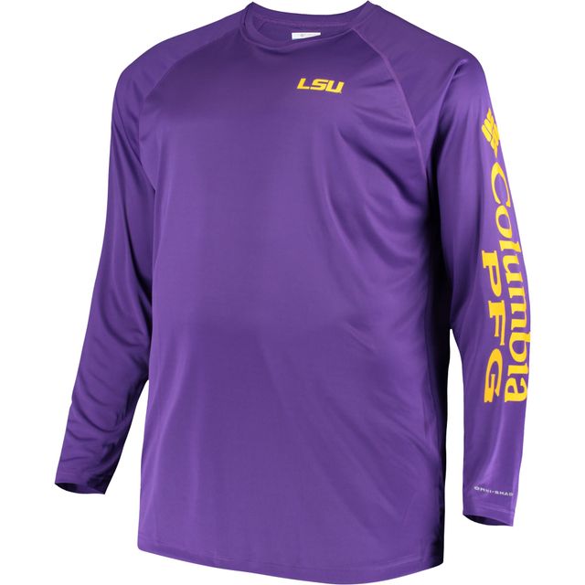 T-shirt omnicolore à manches longues Columbia Purple LSU Tigers Big & Tall Terminal Tackle pour homme