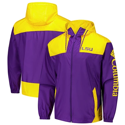 Veste coupe-vent entièrement zippée Columbia LSU Tigers Flash Challenger II Omni-Shade pour homme Violet