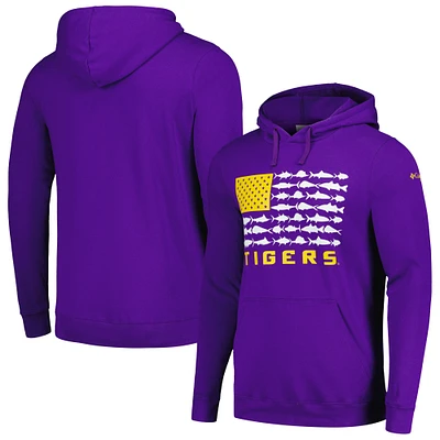 Sweat à capuche Columbia Purple LSU Tigers PFG Fish Flag II pour homme