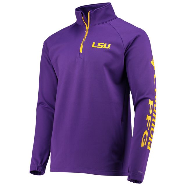 Veste Homme Columbia LSU Tigers Terminal Tackle Polaire Raglan Omni-Shade Quart Zippé Violet