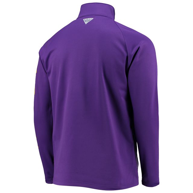 Veste Homme Columbia LSU Tigers Terminal Tackle Polaire Raglan Omni-Shade Quart Zippé Violet