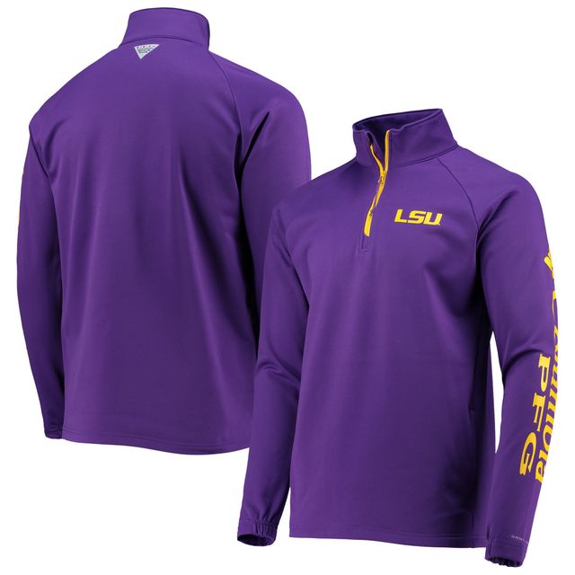 Veste Homme Columbia LSU Tigers Terminal Tackle Polaire Raglan Omni-Shade Quart Zippé Violet