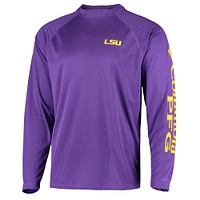 Men's Columbia Purple LSU Tigers Terminal Tackle Omni-Shade Raglan Long Sleeve T-Shirt