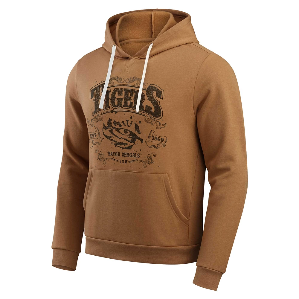 Men's Darius Rucker Collection by Fanatics Tan LSU Tigers Camp Fleece Tri-Blend Pullover Hoodie