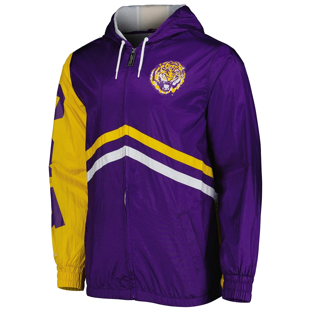 Men's Mitchell & Ness Purple LSU Tigers Undeniable Full-Zip Windbreaker Jacket